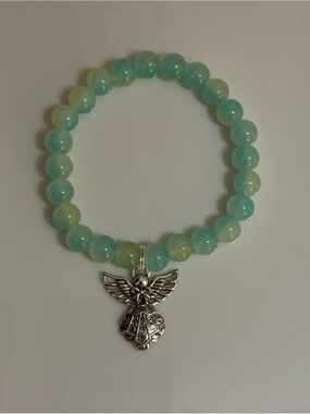 Beaded Green and Yellow Blend Angel Charm Bracelet - Women Jewelry